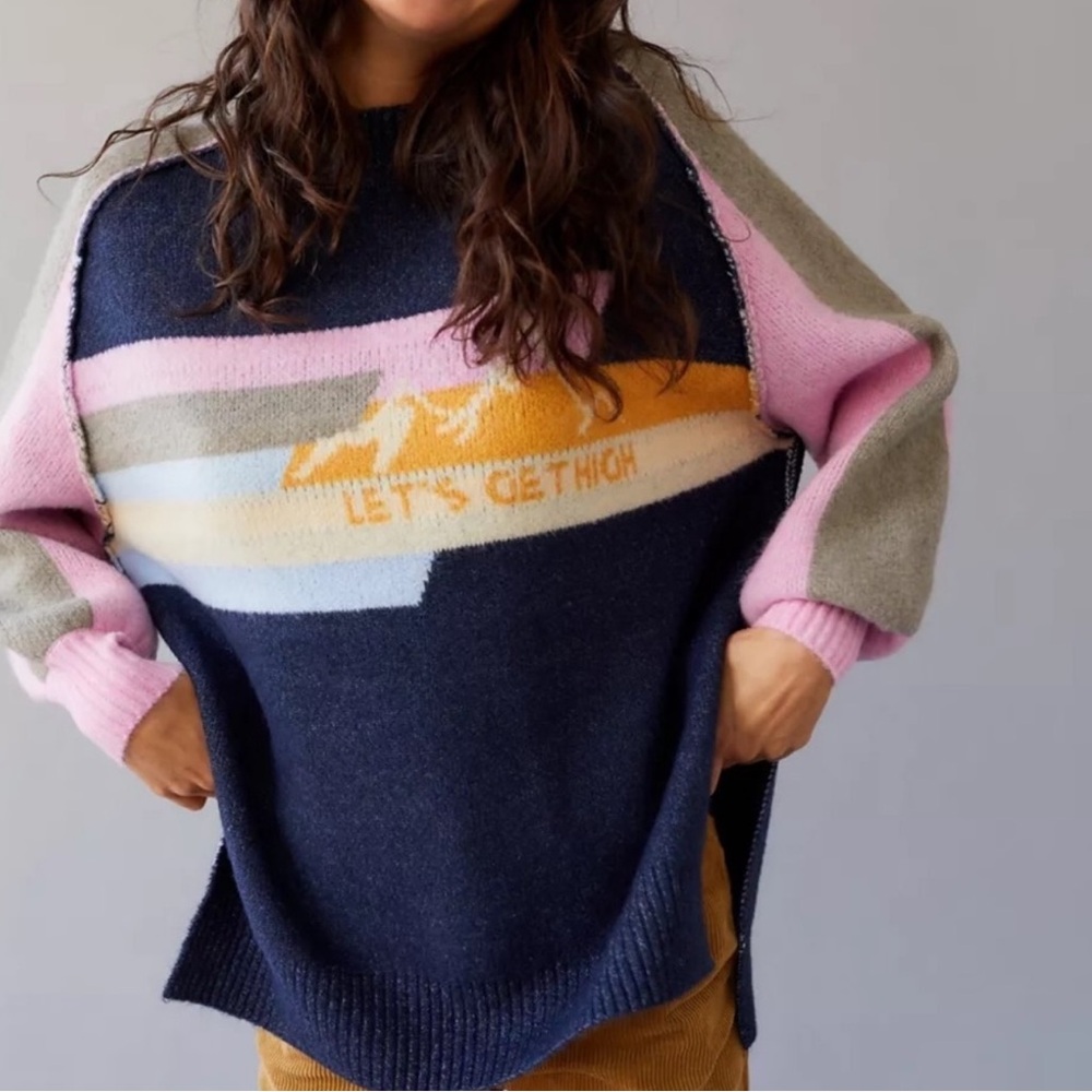 BDG Maura Jacquard Let's Get High Pullover Sweater